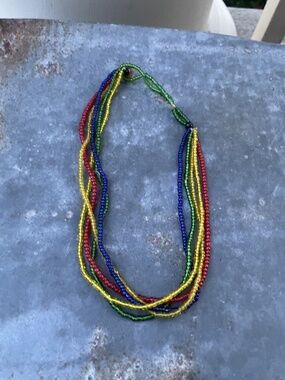Multicolor Beaded Artisan layered Necklace 15"